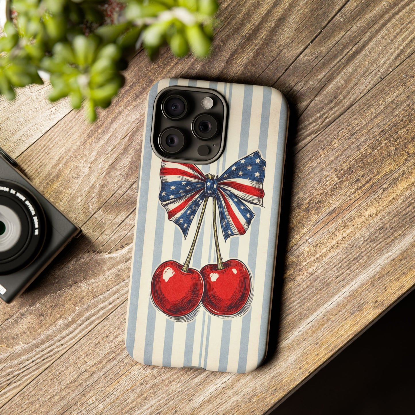 Patriotic Cherry Phone Case Americana Coquette Aesthetic iPhone Samsung