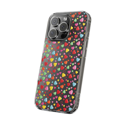Colorful Heart Clear Phone Case | Impact-Resistant Valentine Aesthetic Case