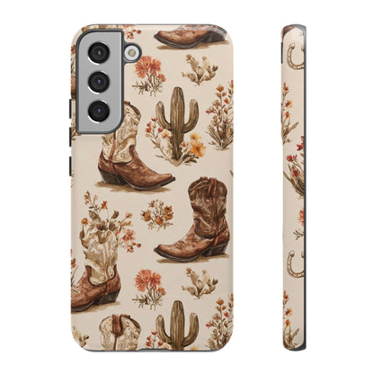 Cowboy Boots Western Phone Case Rustic Cowgirl Cactus Floral iPhone Samsung Pixel