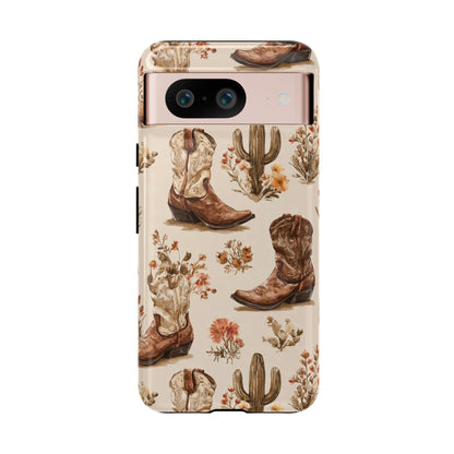 Cowboy Boots Western Phone Case Rustic Cowgirl Cactus Floral iPhone Samsung Pixel
