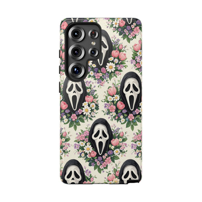 Floral Ghost Face Aesthetic Phone Case – Cute Spooky Tough Cover