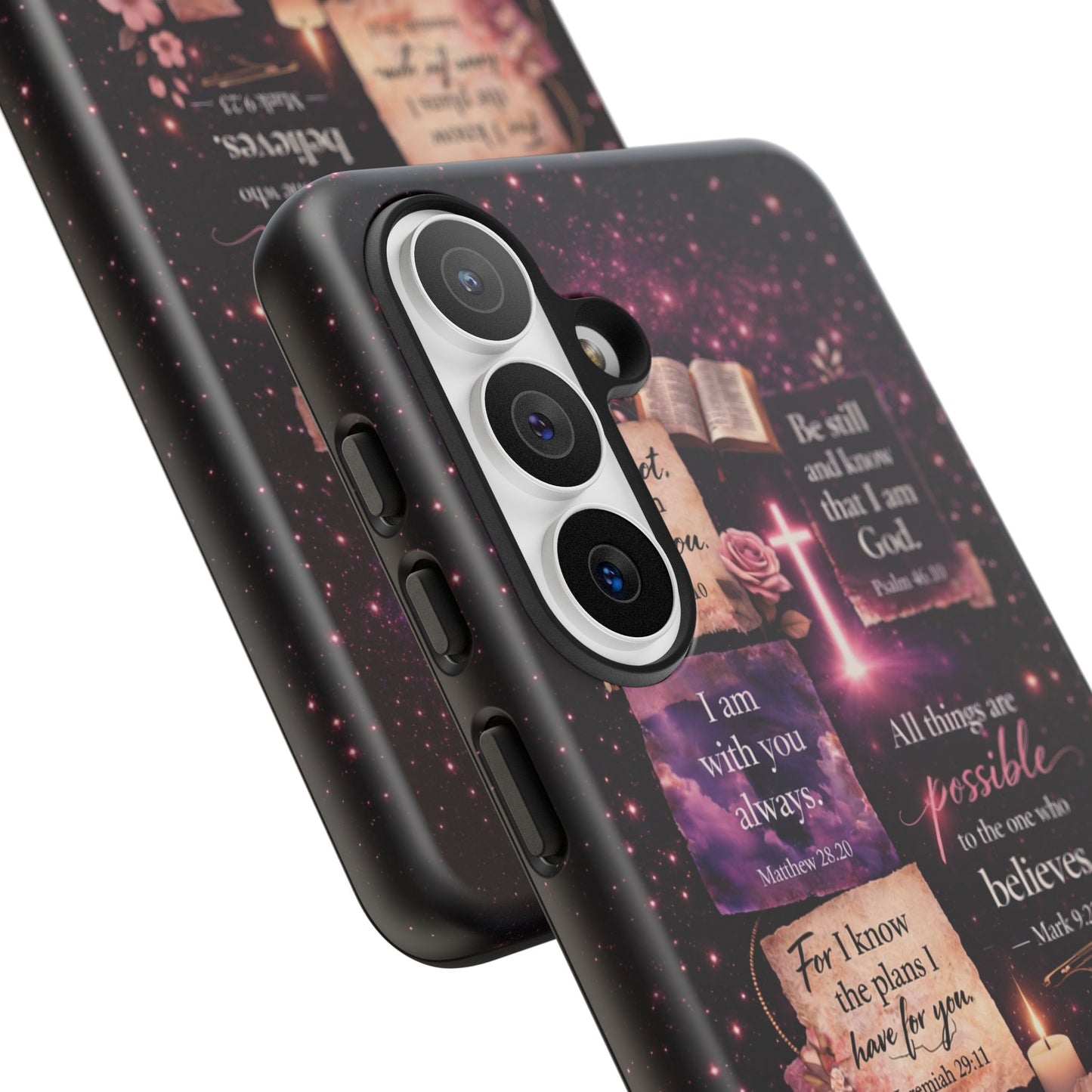 Christian Bible Verse Phone Case Pink Floral Faith Tough Protective Cover Gift