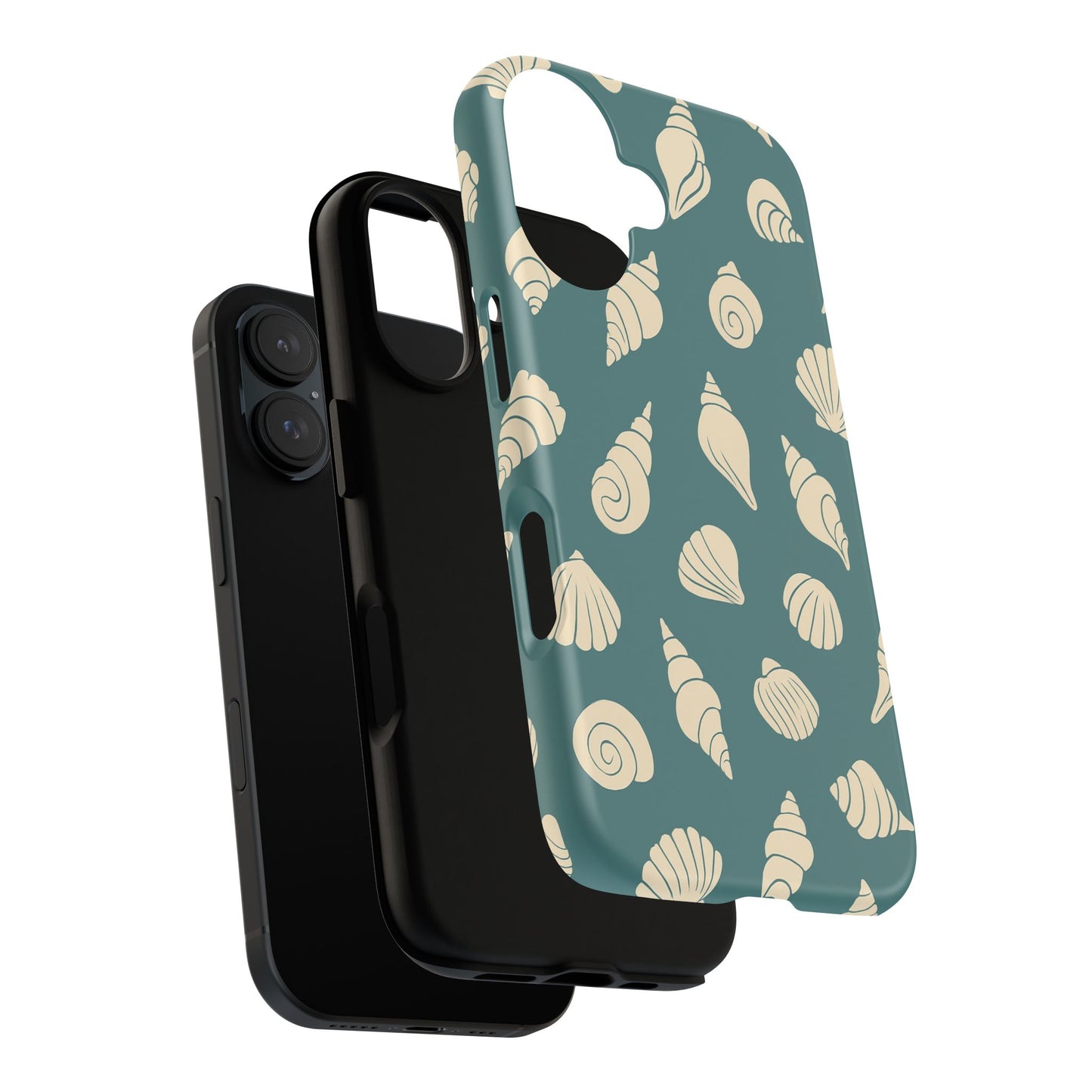 Seashell Pattern Phone Case | Teal Coastal Shells Tough Case for Iphone, Samsung Galaxy and Pixel