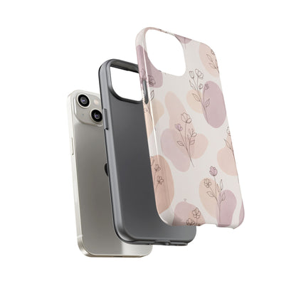 Blush Floral Phone Case Neutral Botanical Watercolor Tough Cover