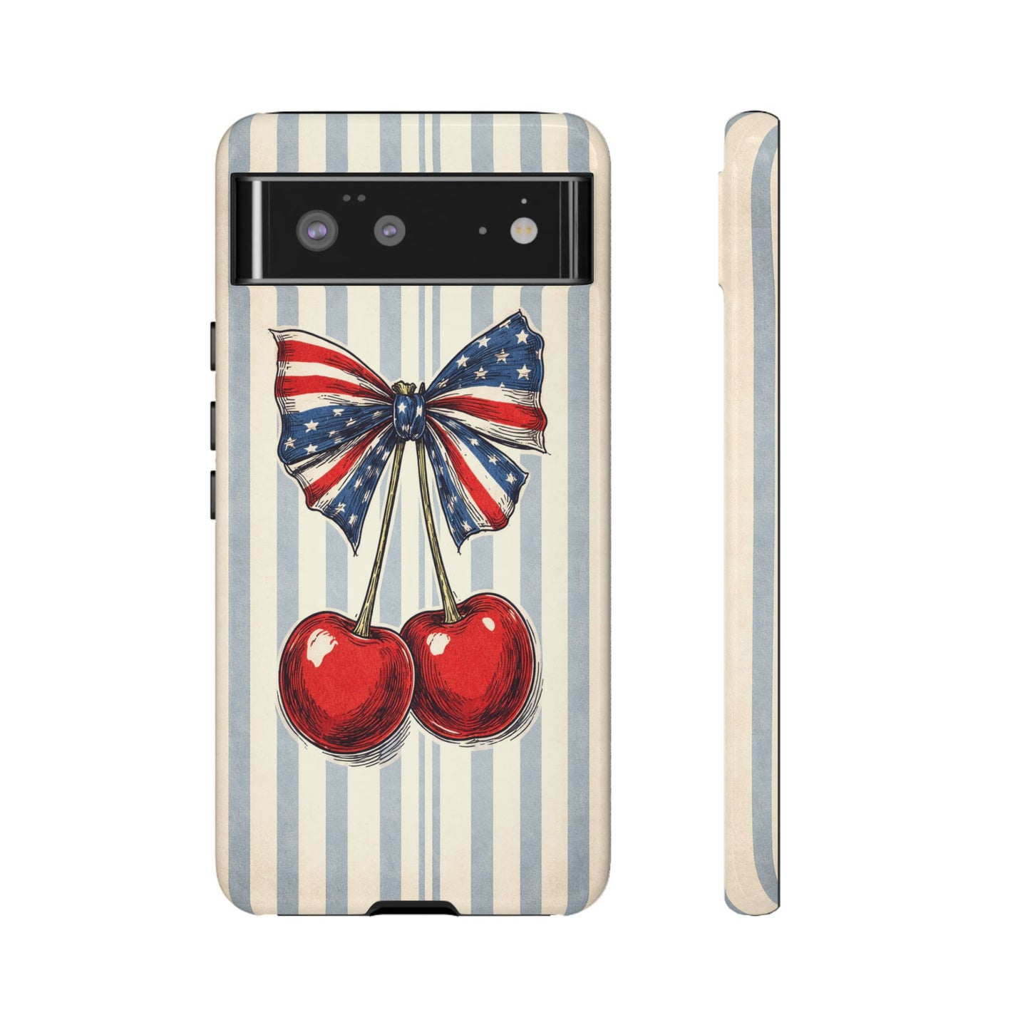 Patriotic Cherry Phone Case Americana Coquette Aesthetic iPhone Samsung