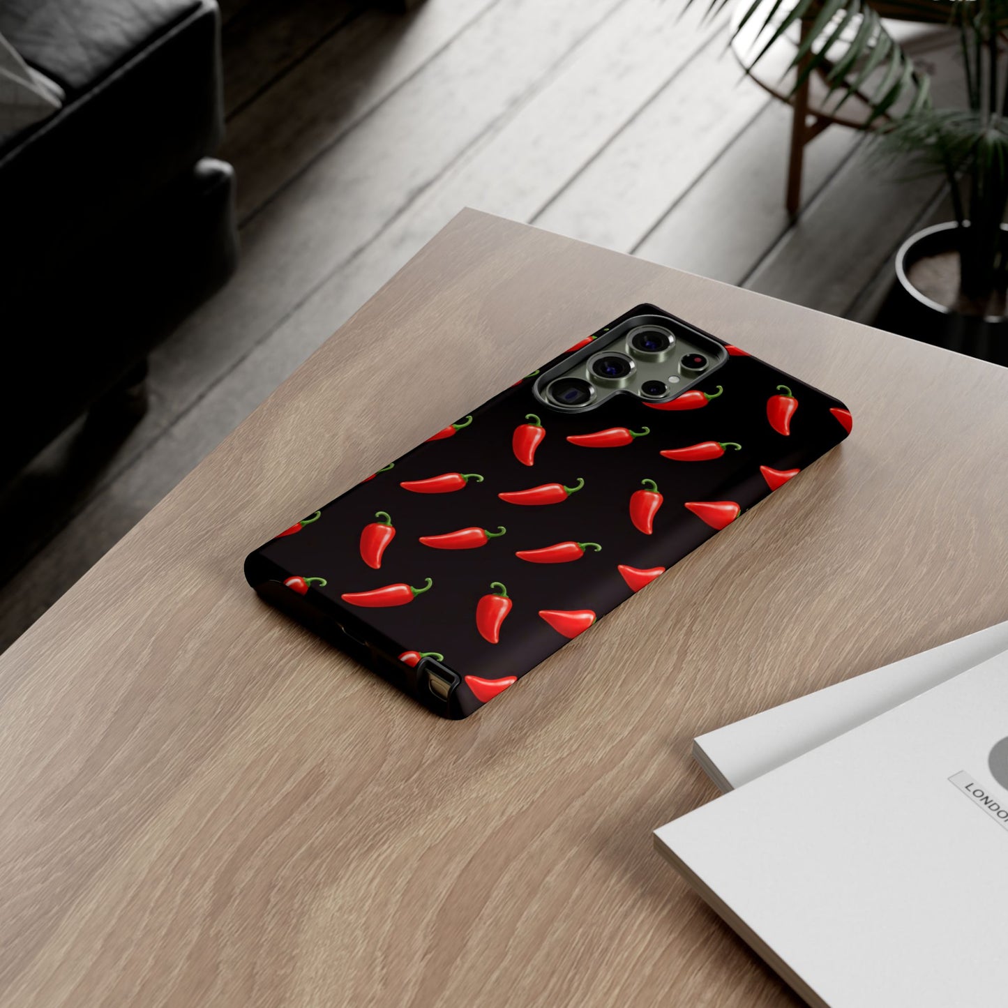 Spicy Chili Pepper Phone Case – Black Cute Hot Pepper Tough Cover for Iphone, Samsung Galaxy and Pixel