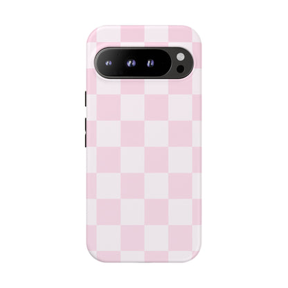 Pink Checkerboard Phone Case | Aesthetic Tough Protective Case