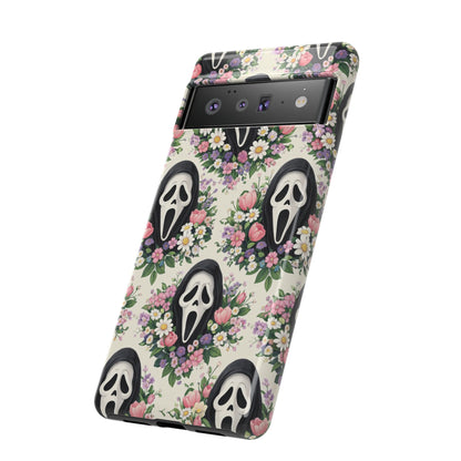 Floral Ghost Face Aesthetic Phone Case – Cute Spooky Tough Cover