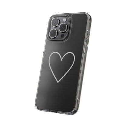 Minimal Hand-Drawn Heart Clear Phone Case | Aesthetic Clear Protective Case