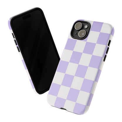 Lavender Checkerboard Phone Case | Pastel Aesthetic Checkered iPhone & Samsung Tough Case