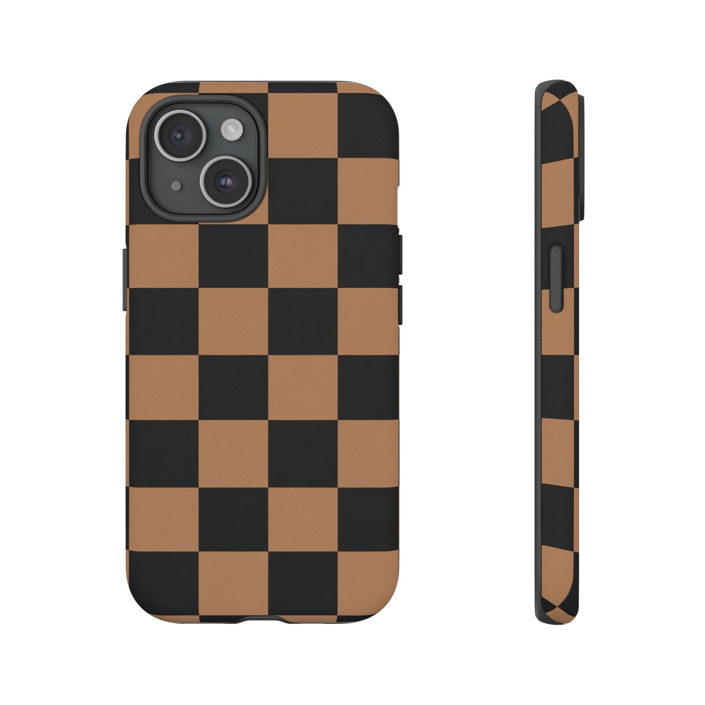 Brown Checkered Phone Case | Aesthetic Checkerboard iPhone & Samsung Tough Case