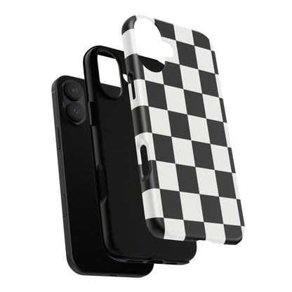 Black & White Checkerboard Phone Case – Classic Aesthetic Tough Protective Case