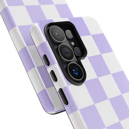 Lavender Checkerboard Phone Case | Pastel Aesthetic Checkered iPhone & Samsung Tough Case