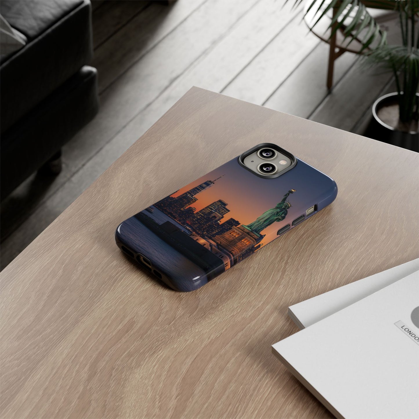 Statue of Liberty Sunset Phone Case – New York City Skyline Travel Aesthetic Tough Case