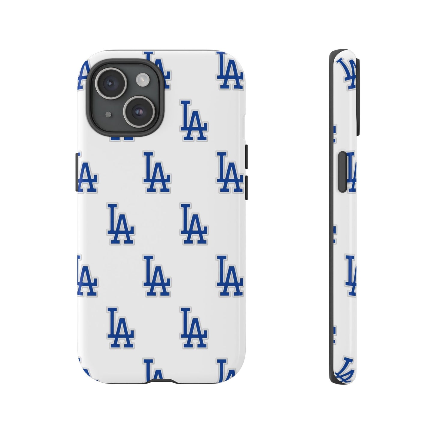 Blue LA Monogram Pattern Phone Case | Minimal Baseball Inspired Tough Cover