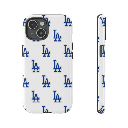 Blue LA Monogram Pattern Phone Case | Minimal Baseball Inspired Tough Cover