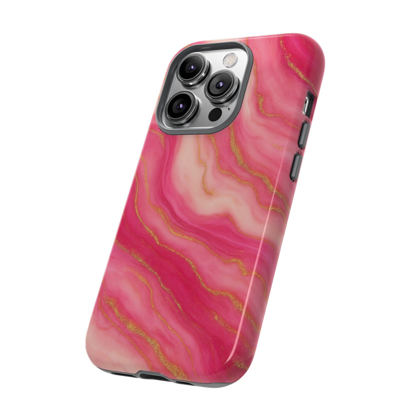 Pink Marble Phone Case | Rose Gold Swirl Aesthetic Tough Protective Case