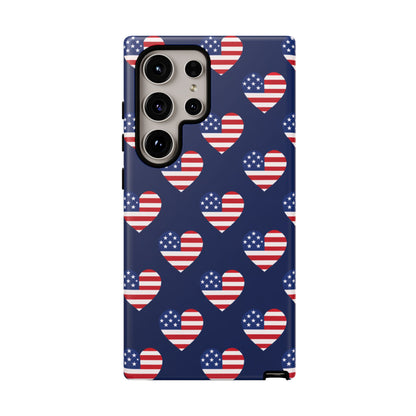 Patriotic American Flag Heart Phone Case – Tough Shockproof, USA Stars & Stripes for Iphone, Samsung Galaxy and Pixel