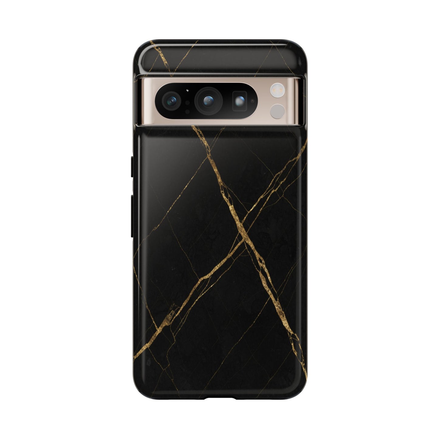 Black Marble Phone Case with Gold Veins – Luxury Minimal Aesthetic Tough Case