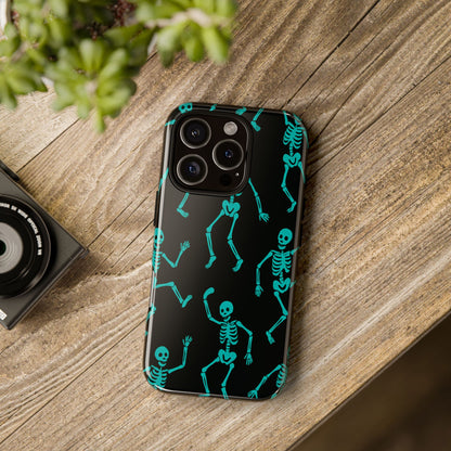 Dancing Teal Skeletons Phone Case | Tough Protective Case for Iphone, Samsung Galaxy and Pixel