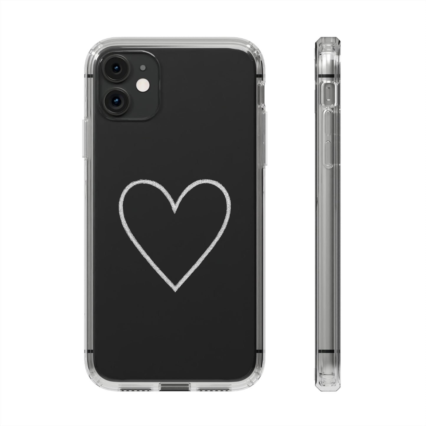 Minimal Hand-Drawn Heart Clear Phone Case | Aesthetic Clear Protective Case