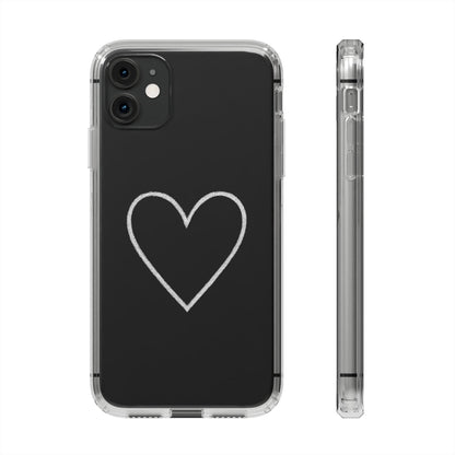 Minimal Hand-Drawn Heart Clear Phone Case | Aesthetic Clear Protective Case