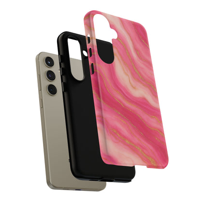 Pink Marble Phone Case | Rose Gold Swirl Aesthetic Tough Protective Case