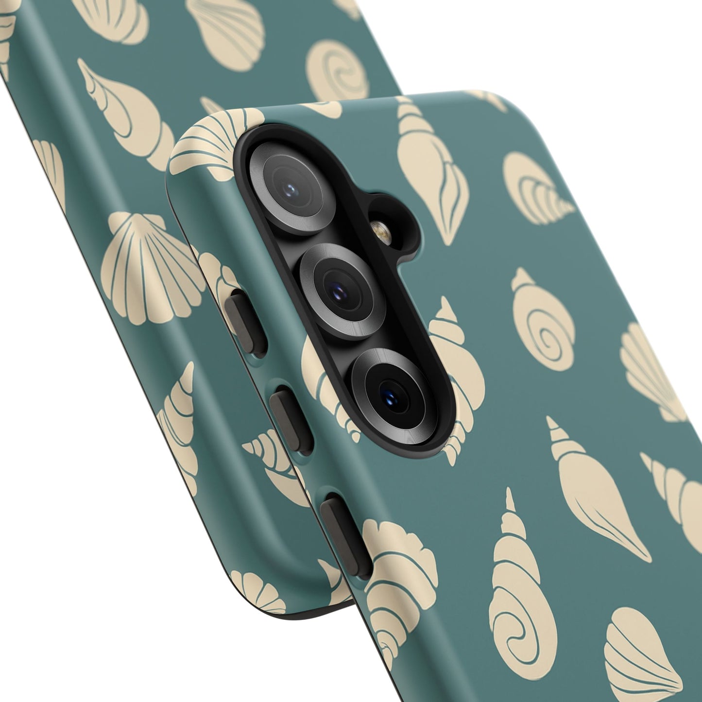 Seashell Pattern Phone Case | Teal Coastal Shells Tough Case for Iphone, Samsung Galaxy and Pixel