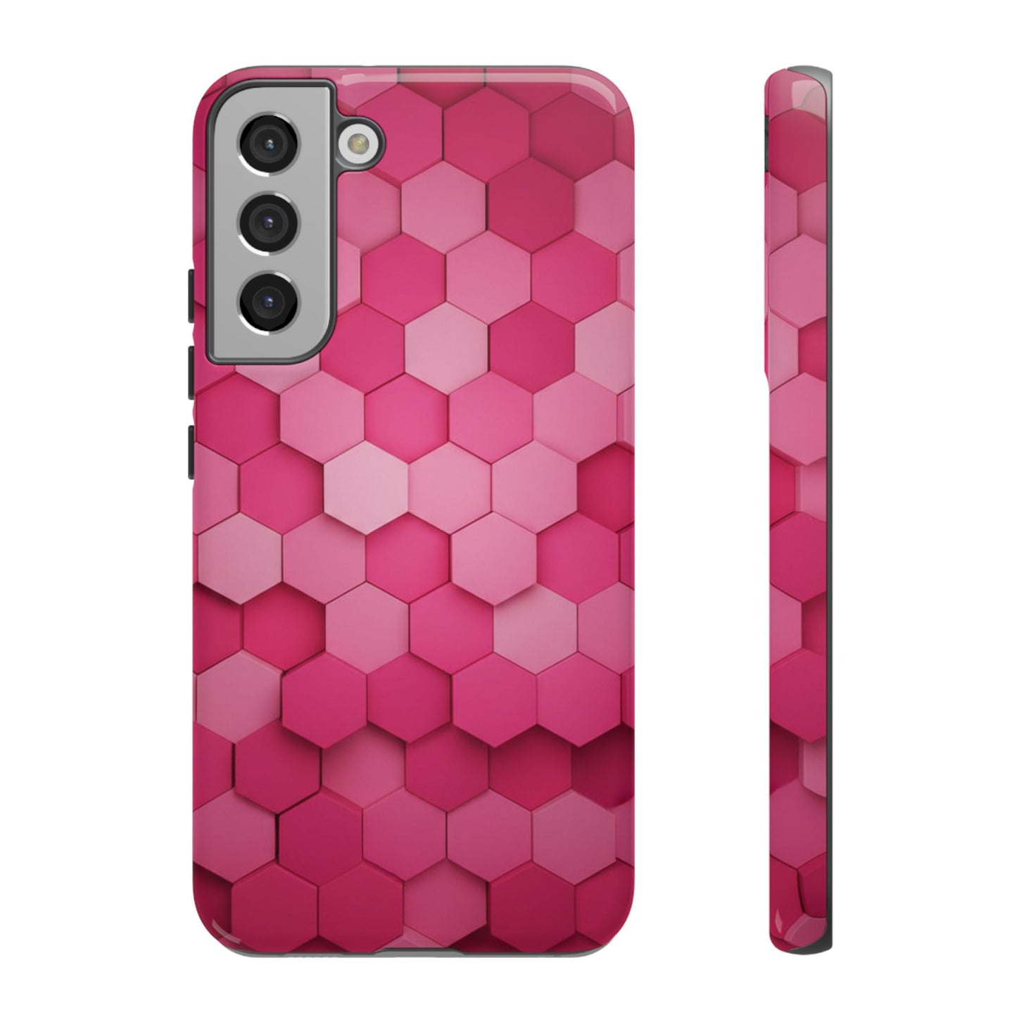 Hot Pink Hexagon Phone Case | Honeycomb Geometric Aesthetic | Cute Pink iPhone & Samsung Tough Protective Case
