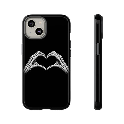 Skeleton Hands Heart Phone Case | Gothic Black Protective Cover