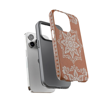 Talavera Terracotta Phone Case | Mexican Floral Pattern iPhone & Samsung Tough Case | Boho Clay Aesthetic Cover