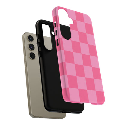 Pink Checkerboard Phone Case | Cute Aesthetic Checkered iPhone & Samsung Tough Case