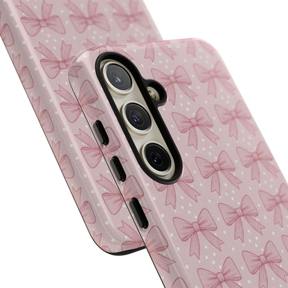 Pink Bow Pattern Phone Case – Soft Coquette Aesthetic Tough Case