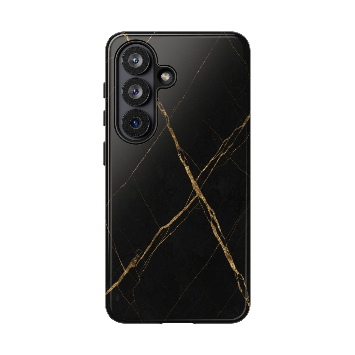 Black Marble Phone Case with Gold Veins – Luxury Minimal Aesthetic Tough Case
