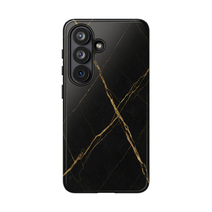 Black Marble Phone Case with Gold Veins – Luxury Minimal Aesthetic Tough Case