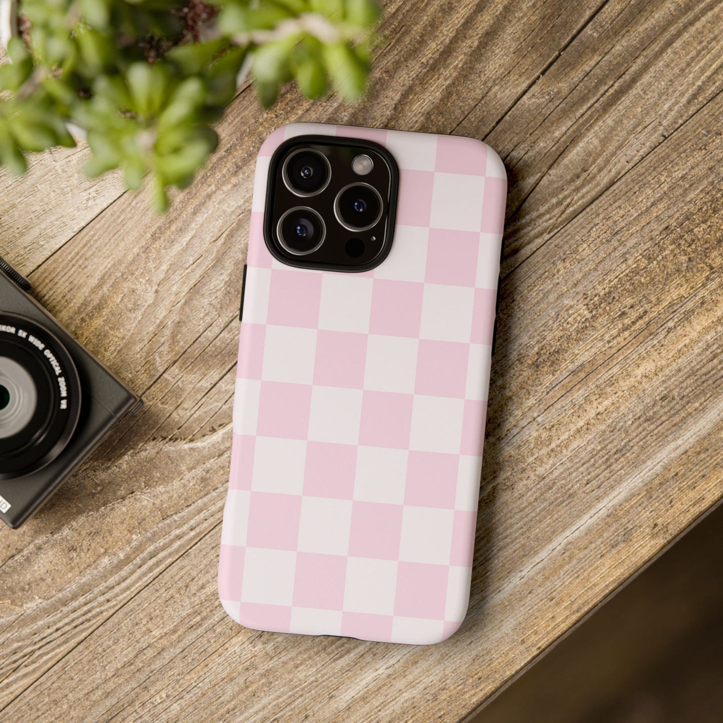 Pink Checkerboard Phone Case | Aesthetic Tough Protective Case