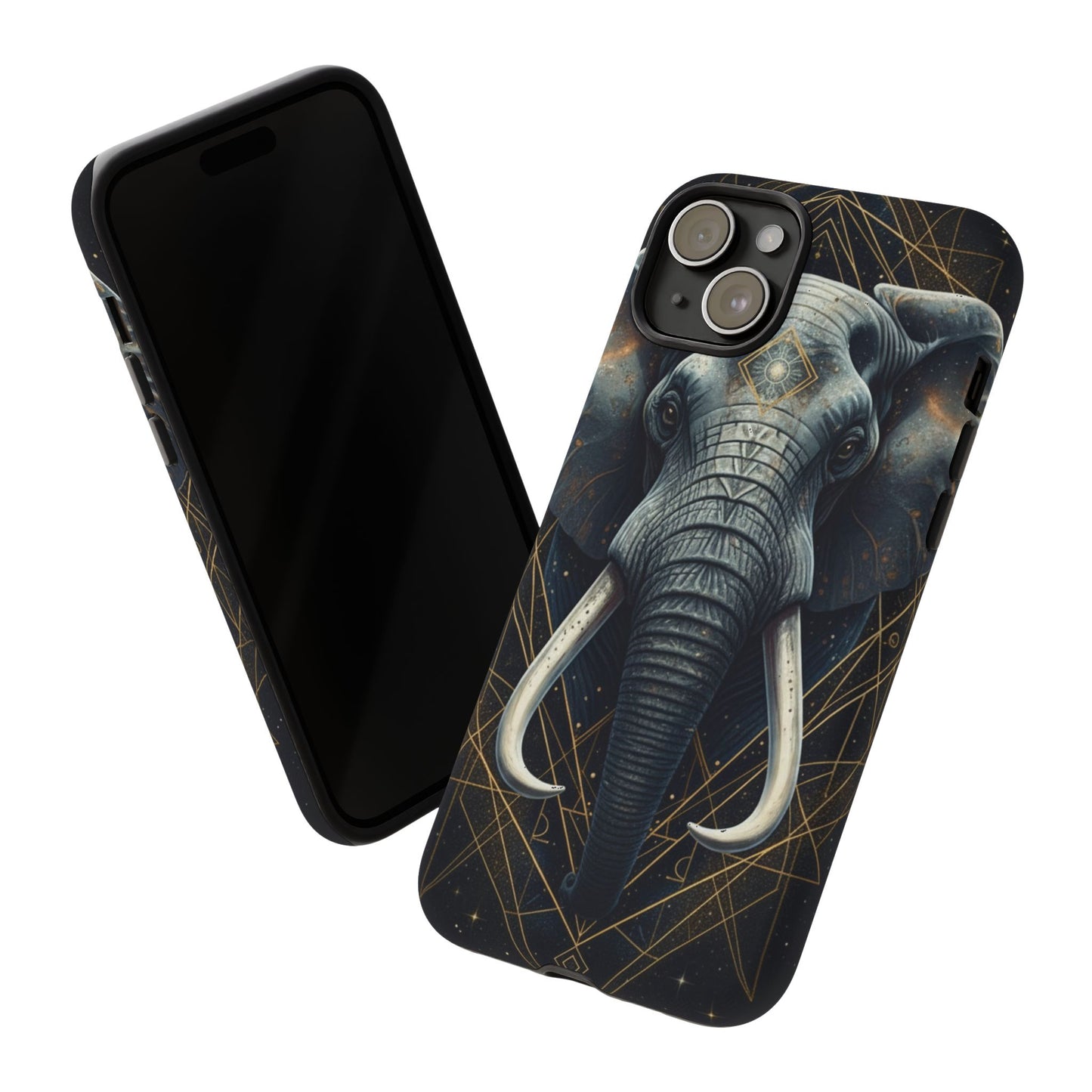 Elephant Mandala Phone Case – Black and Gold Spiritual Elephant Tough Protective Case