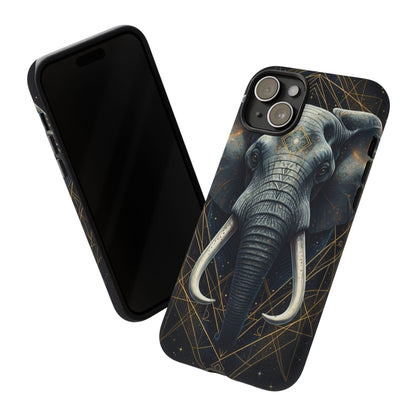 Elephant Mandala Phone Case – Black and Gold Spiritual Elephant Tough Protective Case