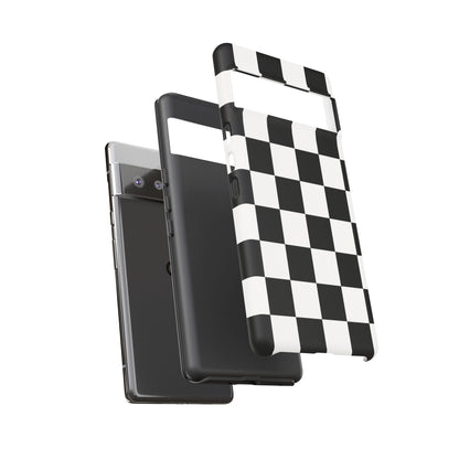 Black & White Checkerboard Phone Case – Classic Aesthetic Tough Protective Case for Iphone, Samsung Galaxy and Pixel
