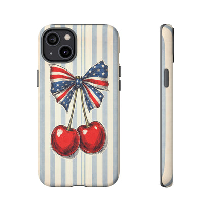 Patriotic Cherry Phone Case Americana Coquette Aesthetic iPhone Samsung