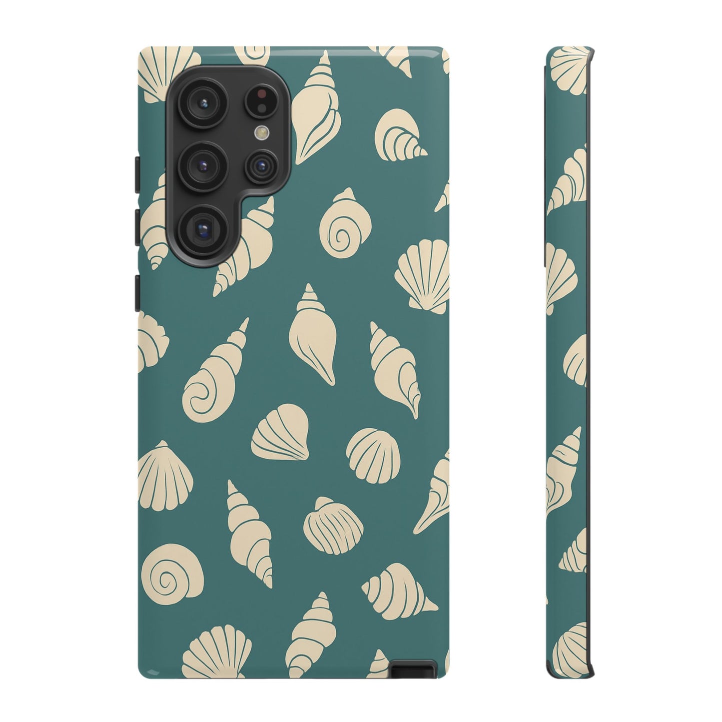 Seashell Pattern Phone Case | Teal Coastal Shells Tough Case for Iphone, Samsung Galaxy and Pixel