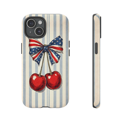 Patriotic Cherry Phone Case Americana Coquette Aesthetic iPhone Samsung