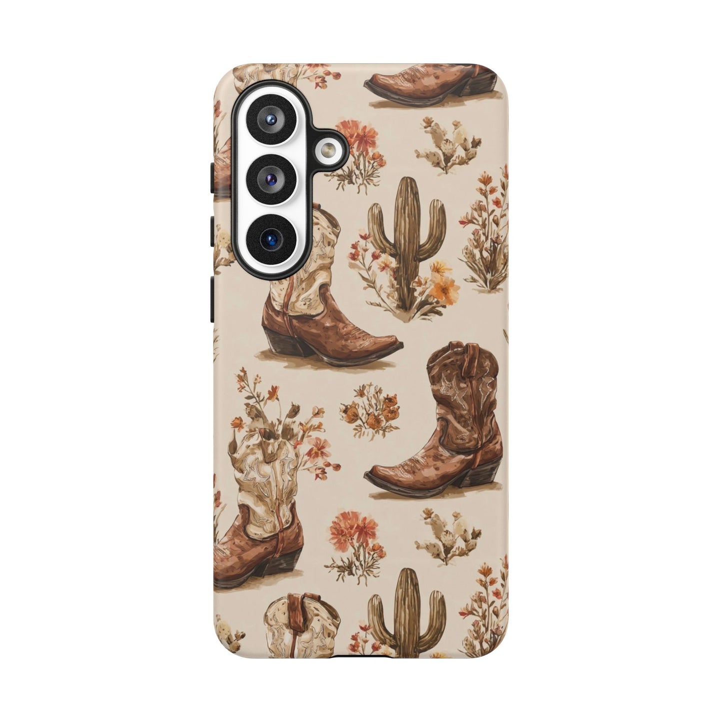 Cowboy Boots Western Phone Case Rustic Cowgirl Cactus Floral iPhone Samsung Pixel