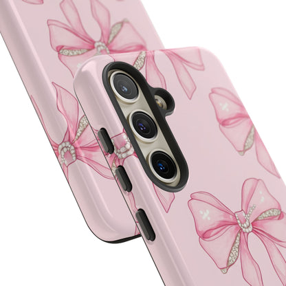 Pink Bow Pattern Phone Case | Coquette Aesthetic Tough Protective Case