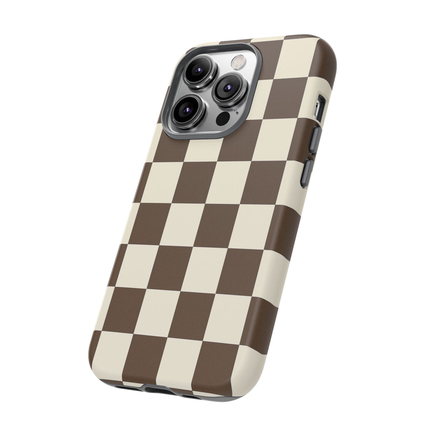 Mocha Checkerboard Phone Case | Neutral Aesthetic Tough Case