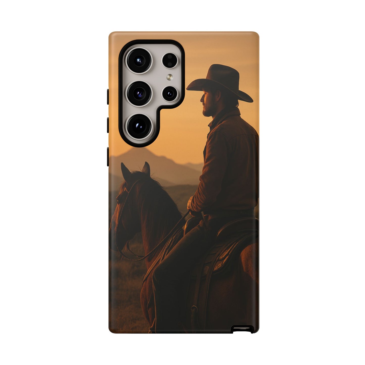 Western Cowboy Sunset Phone Case | Horse Rider Desert Aesthetic Tough Protective Case