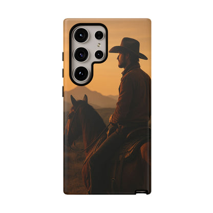 Western Cowboy Sunset Phone Case | Horse Rider Desert Aesthetic Tough Protective Case