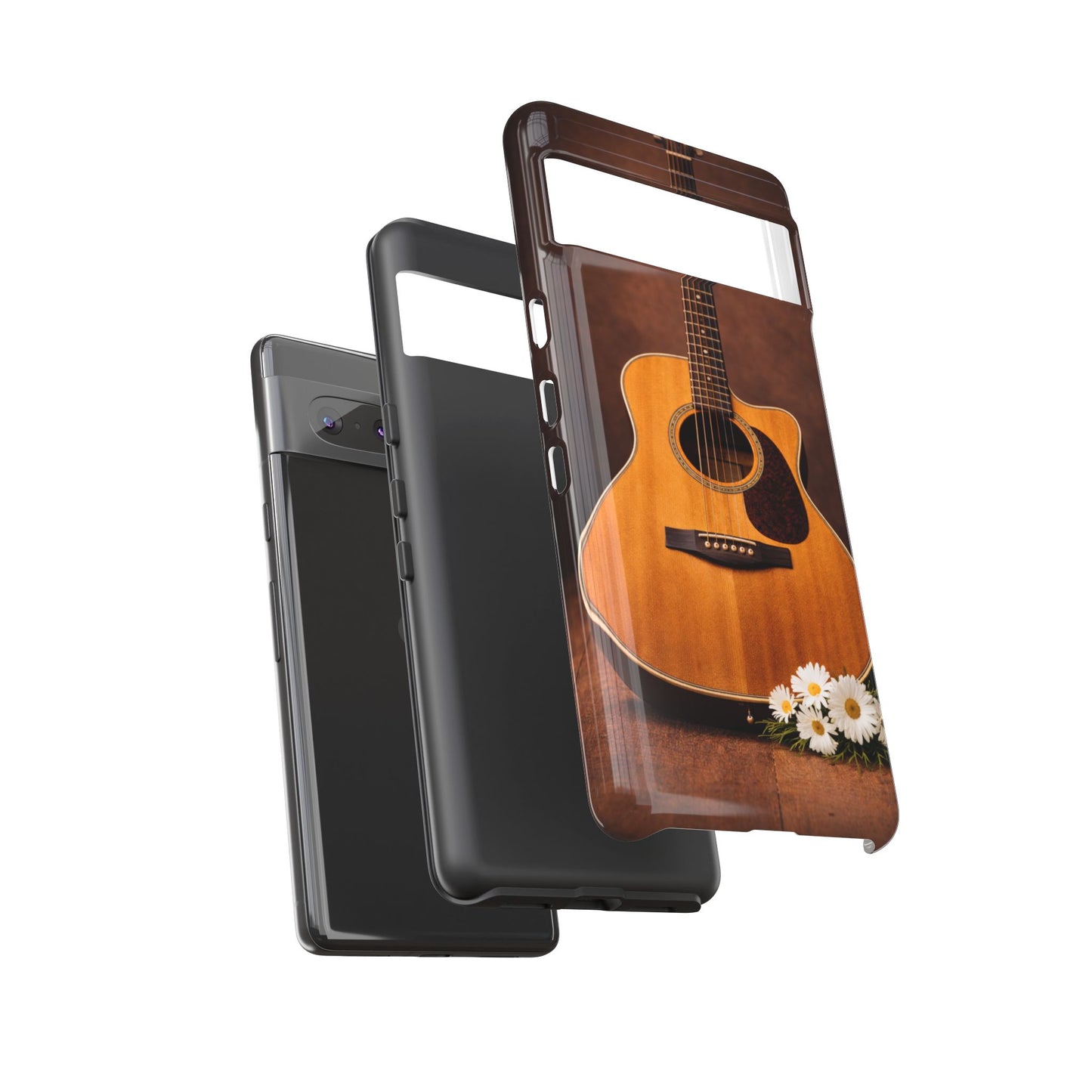 Acoustic Guitar Daisy Phone Case | Rustic Music Lover Tough Cover