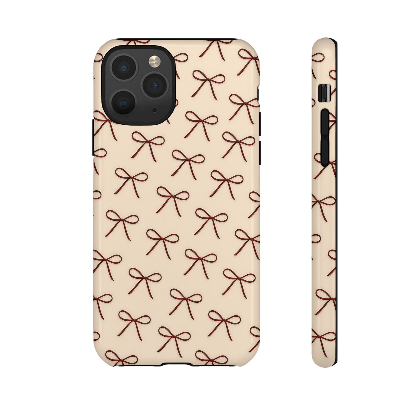 Coquette Bow Phone Case | Neutral Beige Aesthetic iPhone & Samsung Tough Case
