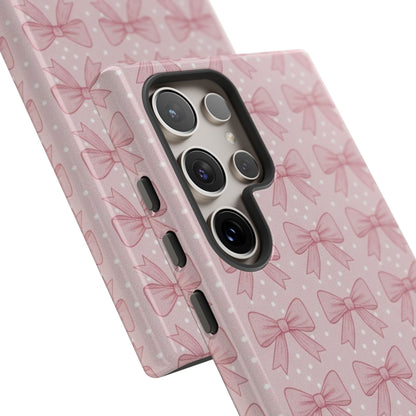 Pink Bow Pattern Phone Case – Soft Coquette Aesthetic Tough Case